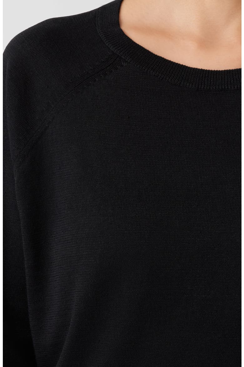 Raglan Sleeve Boxy Organic Linen & Organic Cotton Sweater, Alternate, color, BLACK