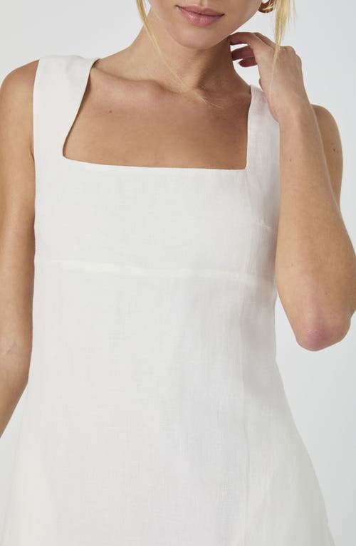 French Connection Birdie Linen Blend Square Neck Dress In White
