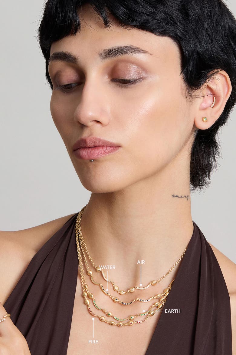 Arch Necklace Air Element Diamond, Alternate, color, Gold/White Diamond
