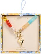 Leith Beaded Toggle Heart Pendant Necklace