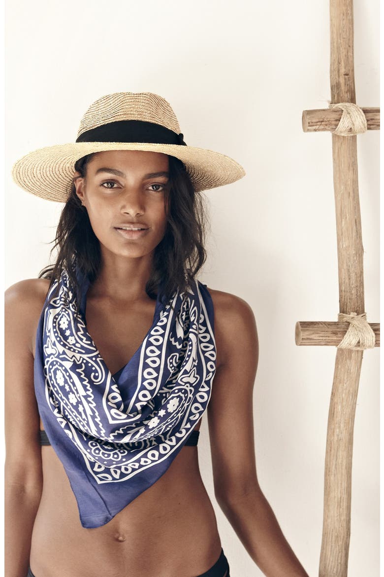 'Bandana' Silk Scarf, Alternate, color, BLACK