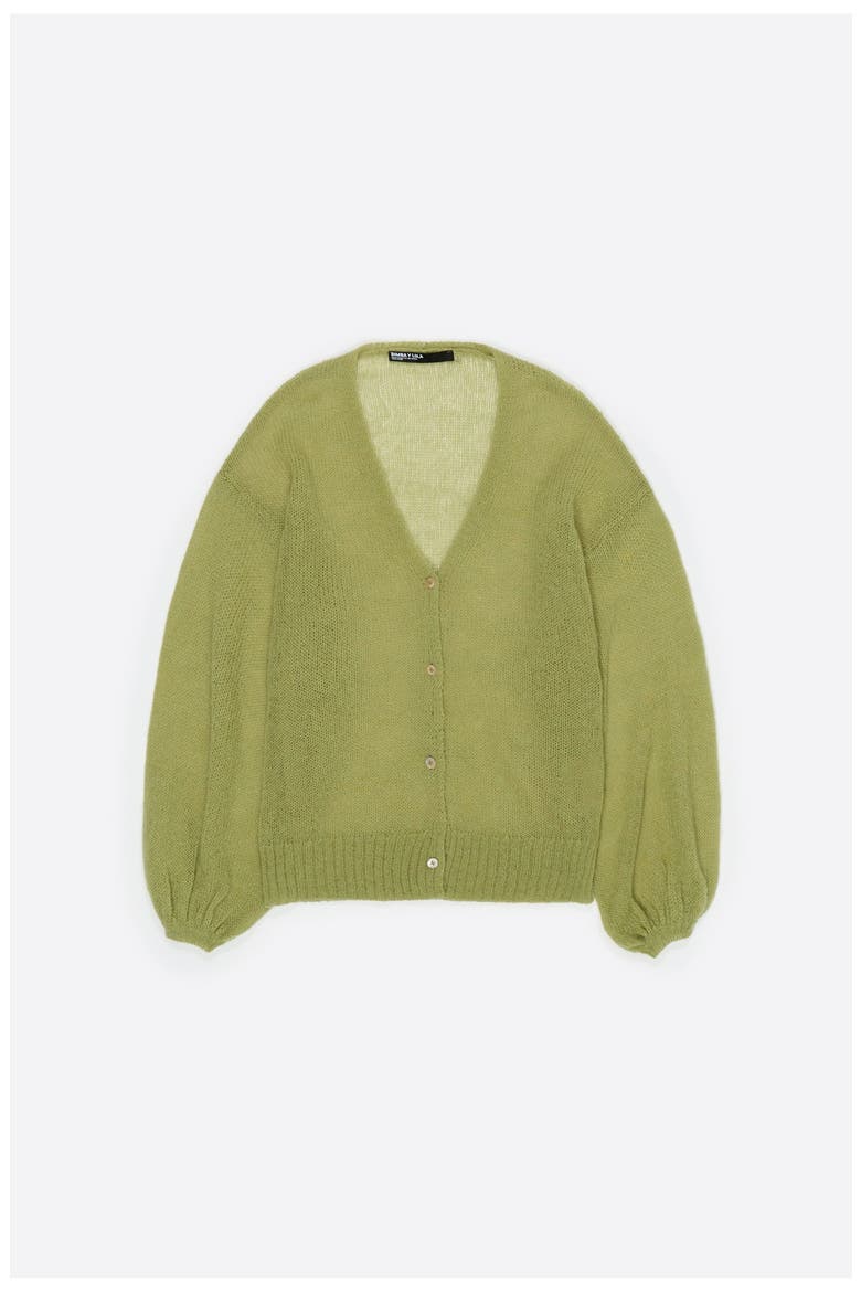 Mohair And Wool Long Cardigan, Alternate, color, GREEN