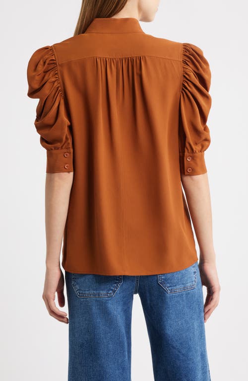 Frame Gillian Silk Button-up Shirt In Brown