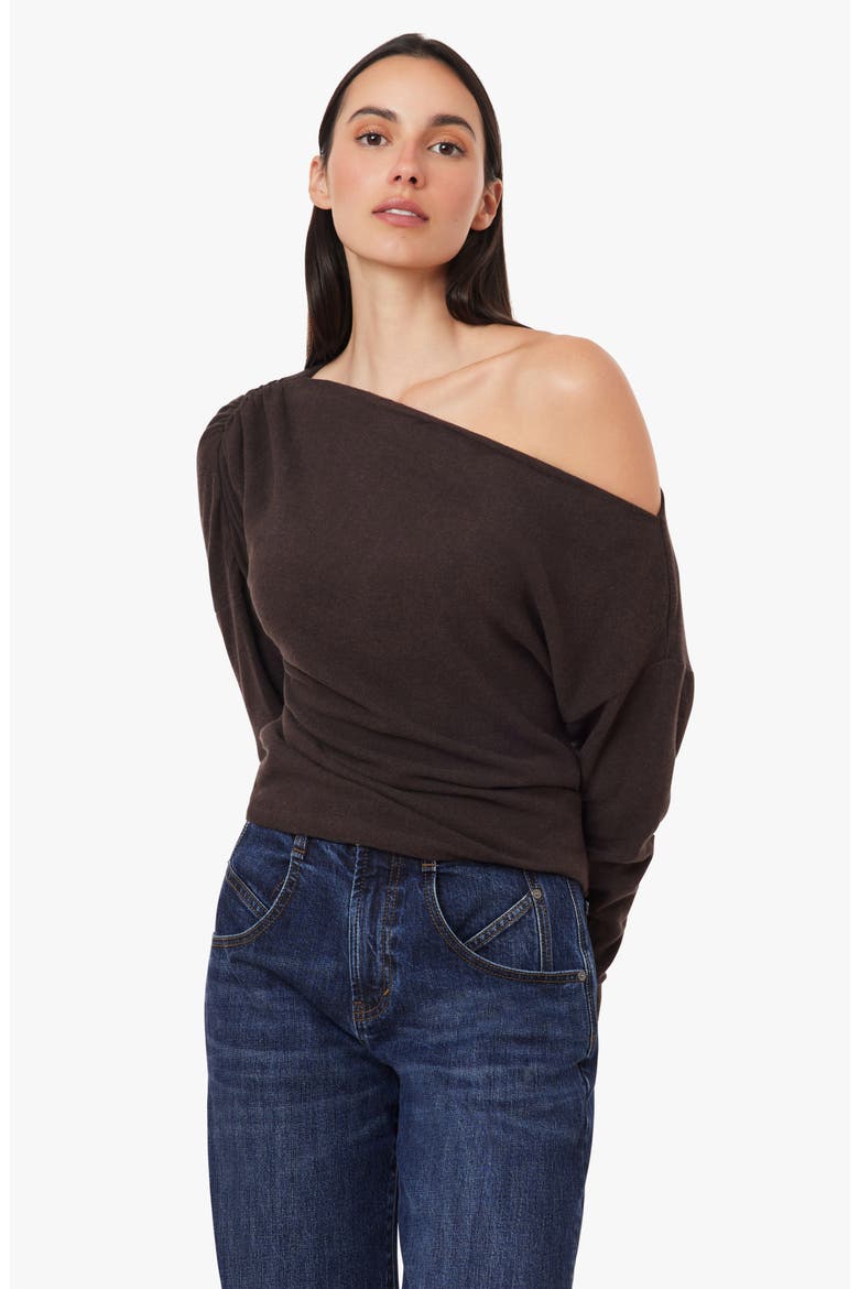 Colby Off the Shoulder Top, Alternate, color, CHOCOLATE