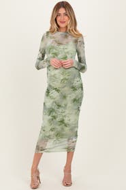 PinkBlush Floral Mesh Overlay Maxi Dress
