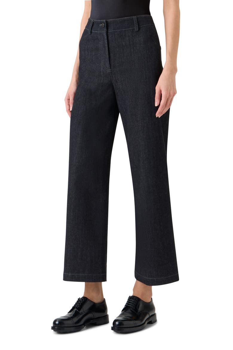 Caia High Waist Crop Straight Leg Jeans, Alternate, color, BLACK DENIM