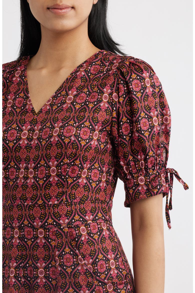 Balloon Sleeve Midi Dress, Alternate, color, RICH BLACK