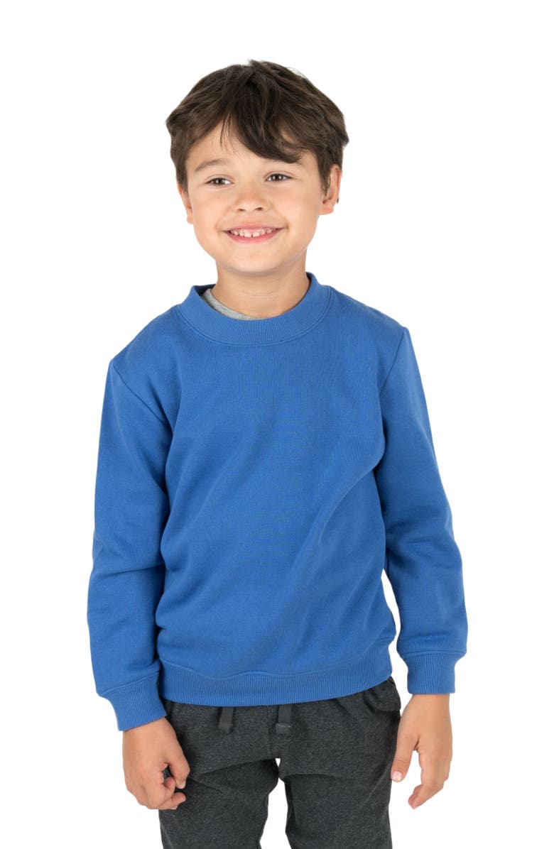 Leveret Kids Pullover Sweatshirt, Long Sleeve, Solid Colors, Main, color, Royal Blue
