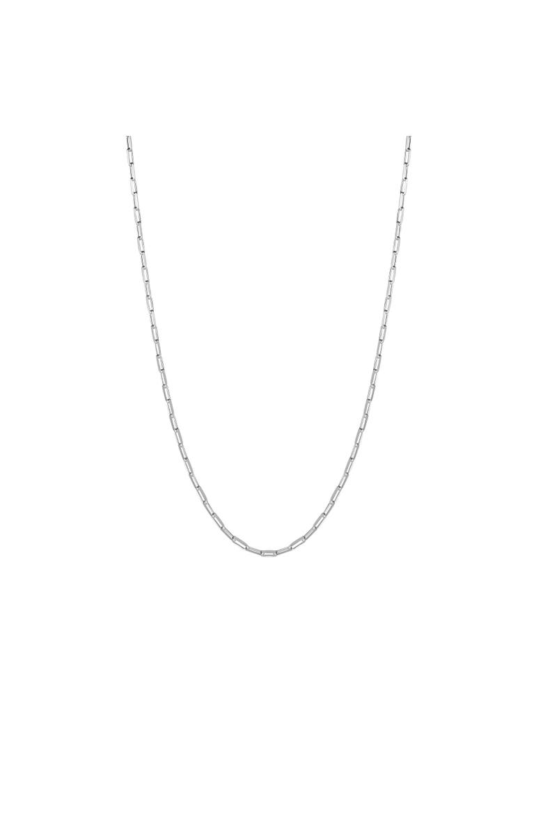 Rectangular Link Chain Sterling Silver Necklace, Main, color, Silver