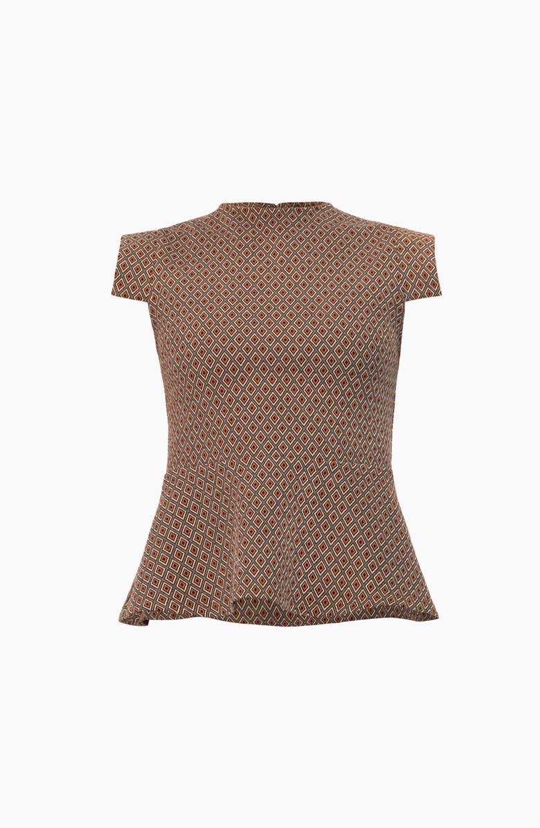 IVONNE Geometric Peplum Blouse, Alternate, color, Brown