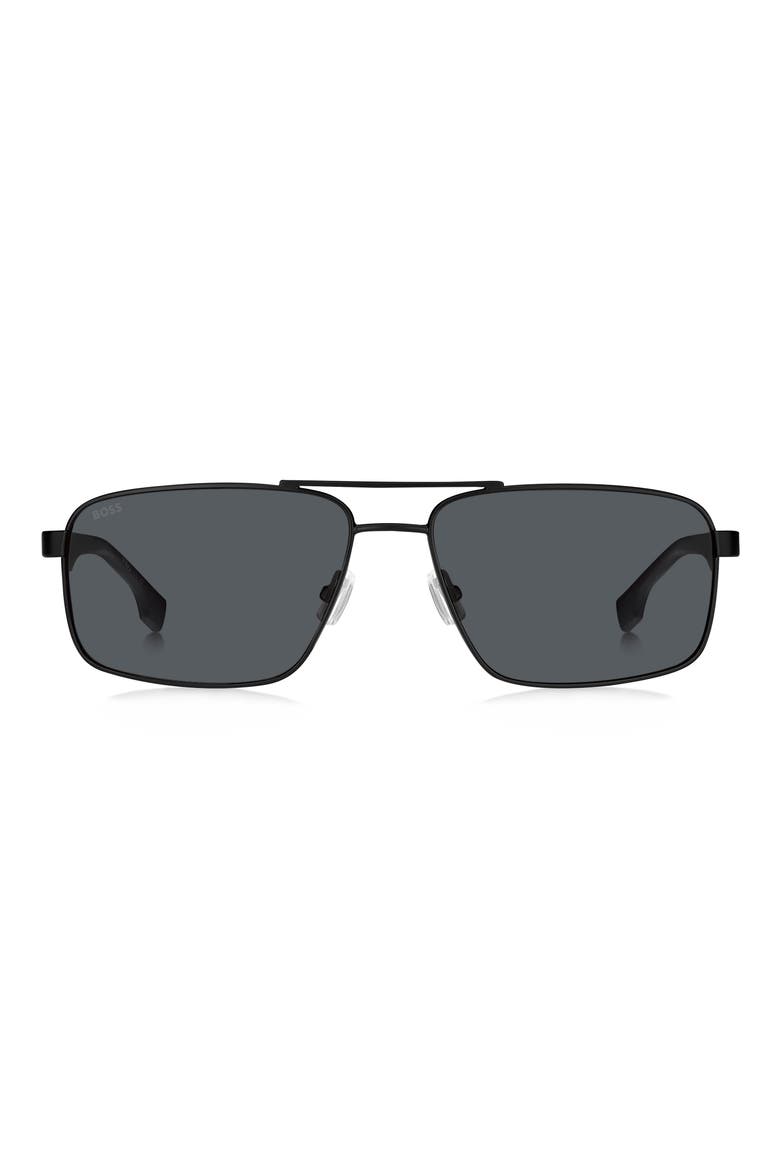 59mm Aviator Sunglasses, Main, color, MATTE BLACK GREY