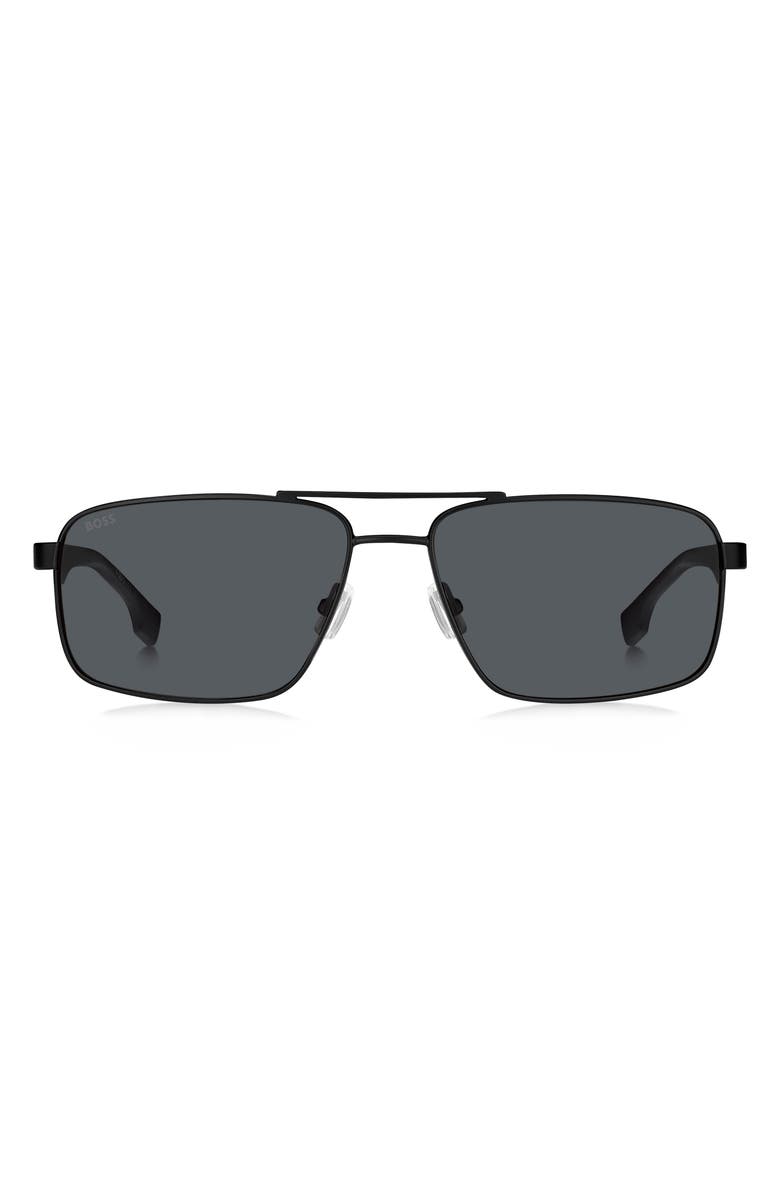 BOSS 59mm Aviator Sunglasses, Main, color, Matte Black Grey