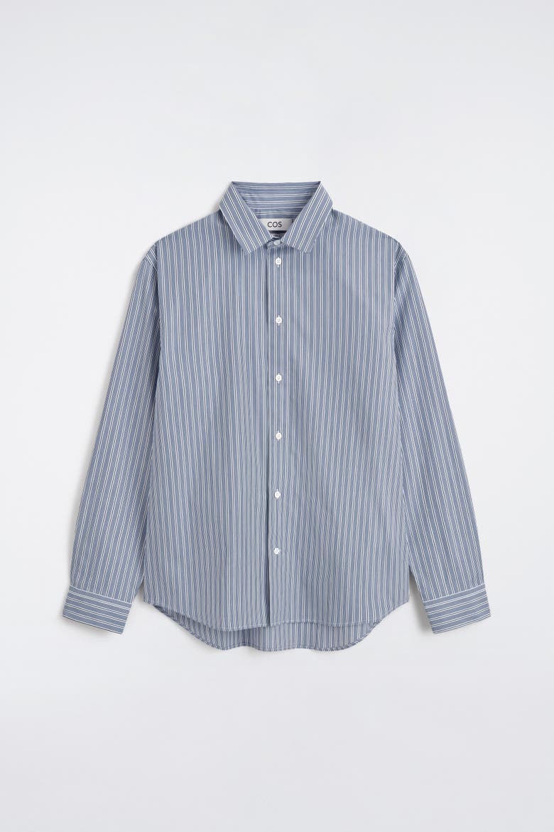 Relaxed Striped Cotton Shirt, Alternate, color, BLUE / STRIPED