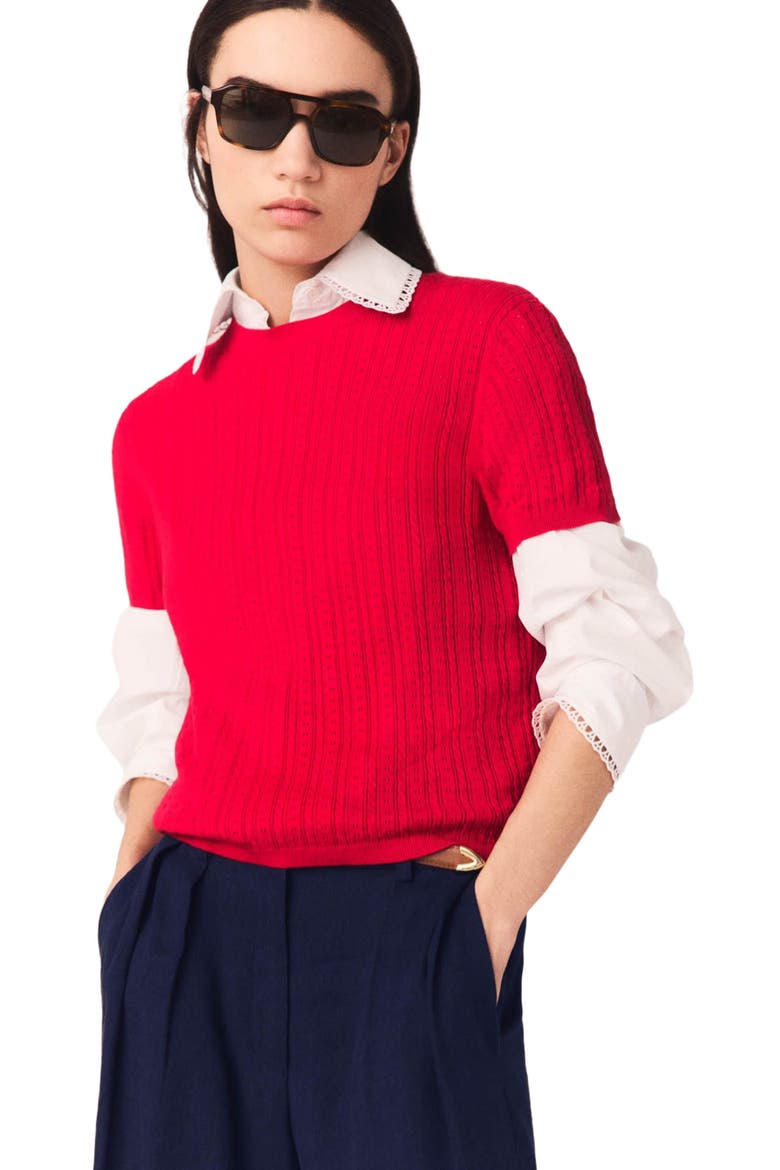 Round-neck sweater, Main, color, Red
