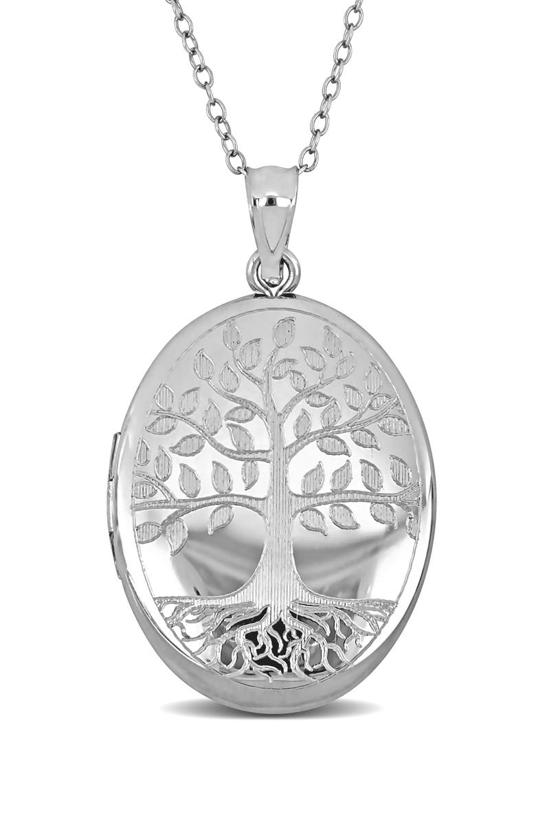 DELMAR Tree Of Life Oval Locket Pendant Necklace, Main, color, Silver