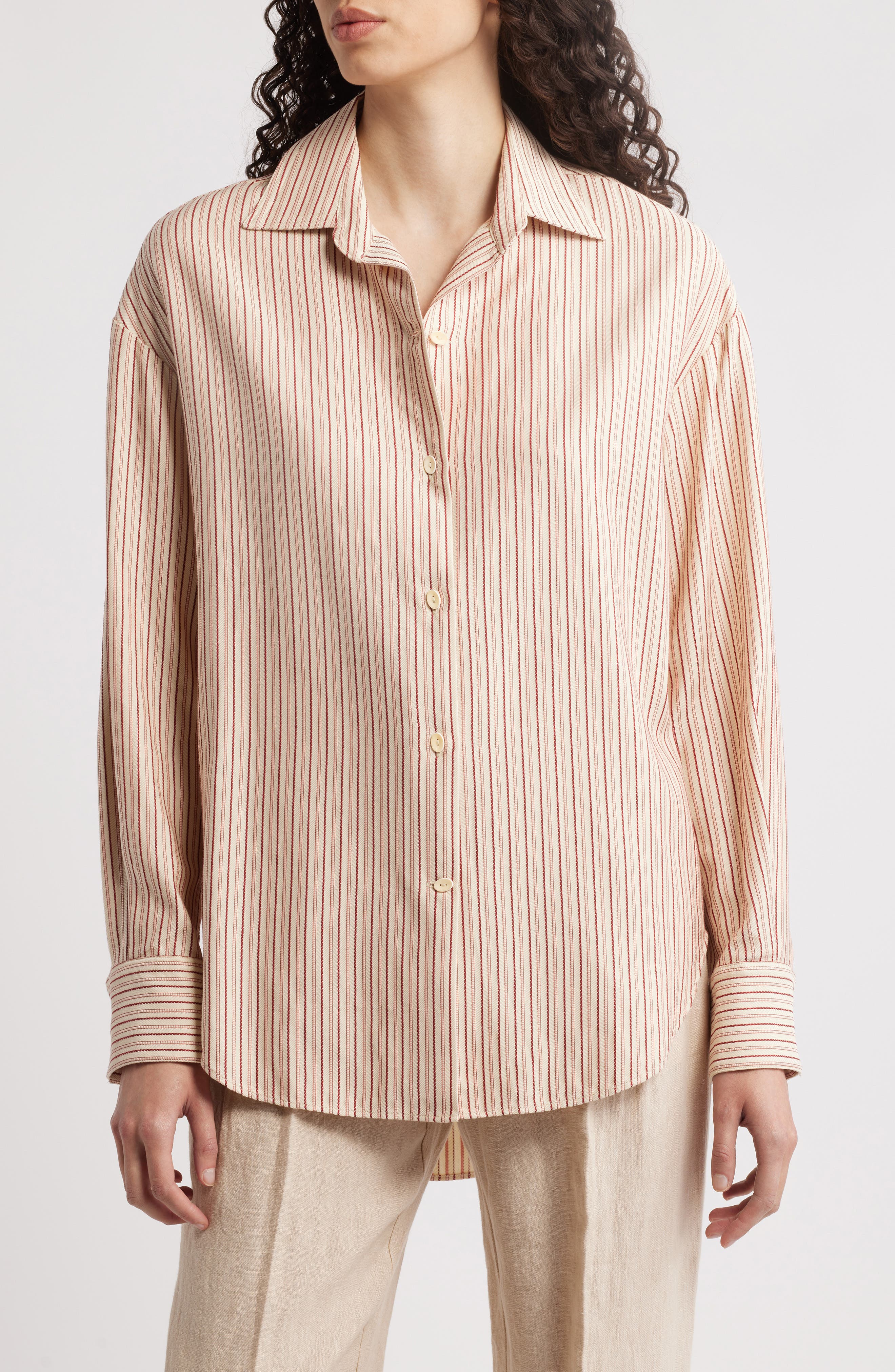 Faithfull the Brand En Vau Oversize Pinstripe Button-Up Shirt