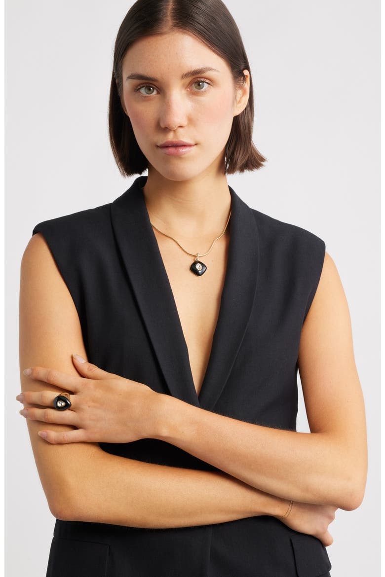 Crystal & Resin Pear Cocktail Ring, Alternate, color, CLEAR- BLACK- GOLD