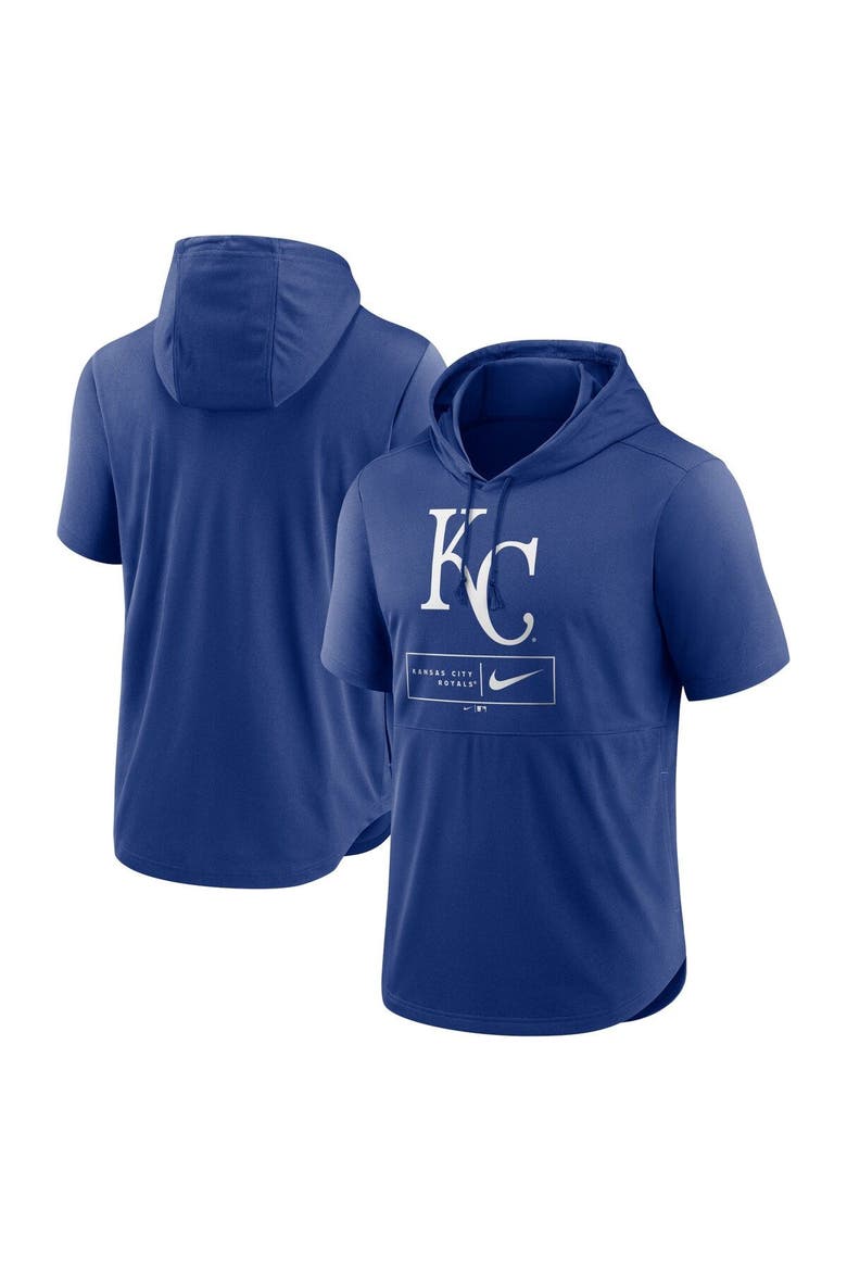Men's Nike Royal Kansas City Royals Lockup Performance Short Sleeve Lightweight Hooded Top, Main, color, Royal