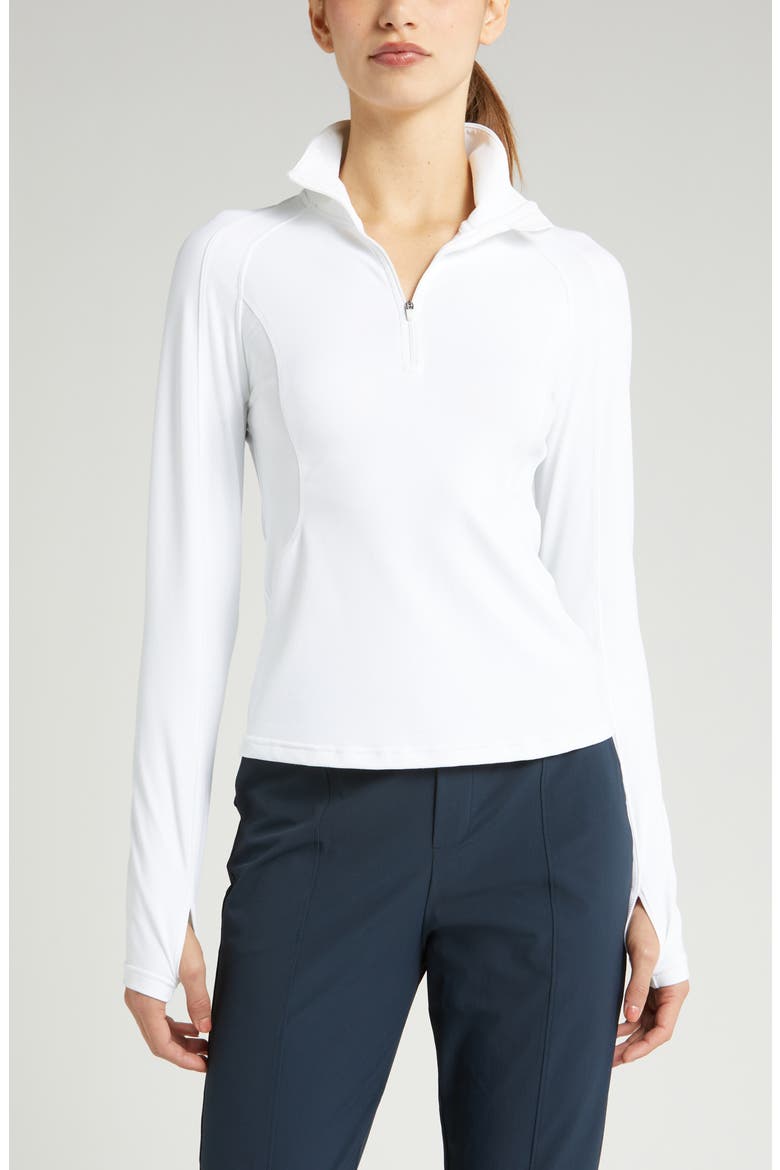 Replay Piqué Quarter Zip Top, Main, color, WHITE