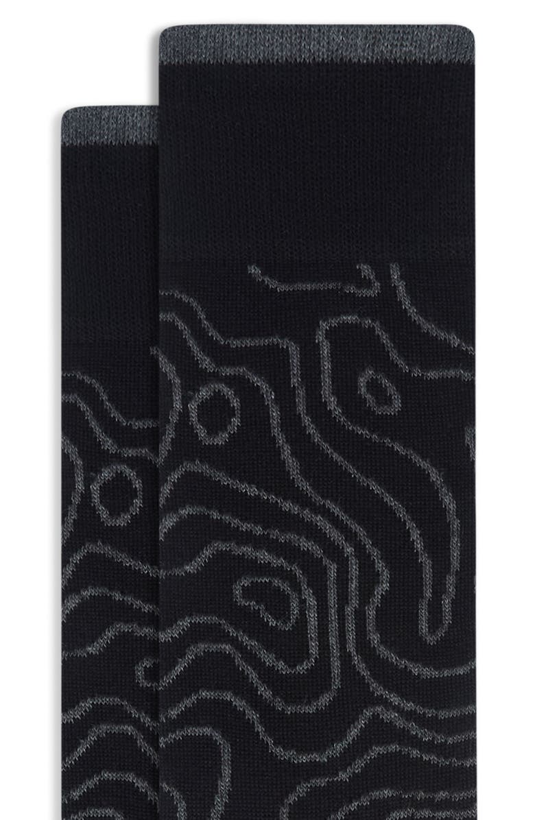 Bugatchi Abstract Pattern Cotton Blend Dress Socks, Alternate, color, Black