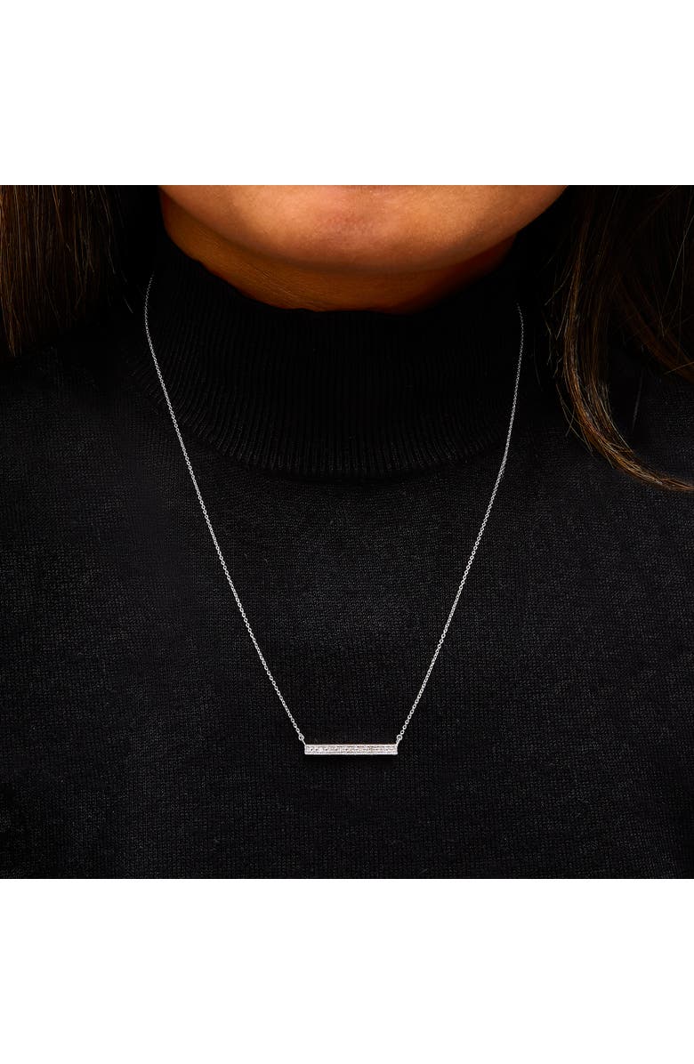 Haus of Brilliance Sterling Silver Diamond Accent Milgrain Bar Pendant Necklace, Alternate, color, Silver