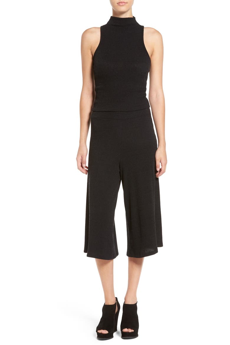 Ribbed Mock Neck Tank, Alternate, color, BLACK