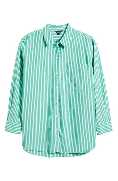 Rails Elsa Stripe Cotton Button-up Top In Kelly White Stripe