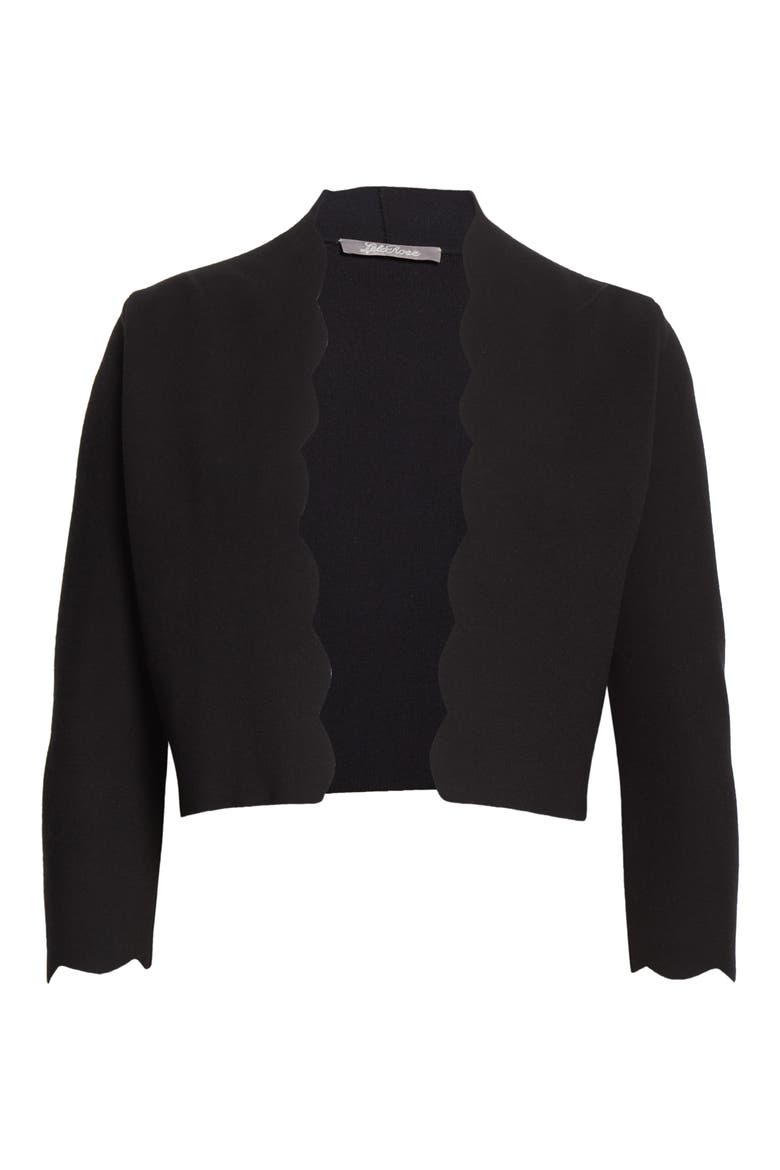 Scallop Trim Bolero, Alternate, color, BLACK