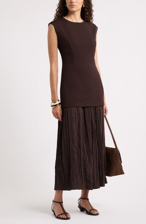 Mixed Media Pleated Dress