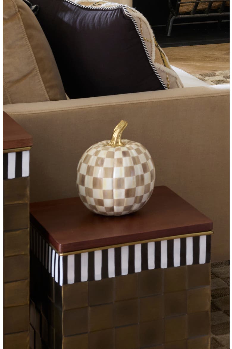 Mocha Check Small Pumpkin, Alternate, color, MOCHA