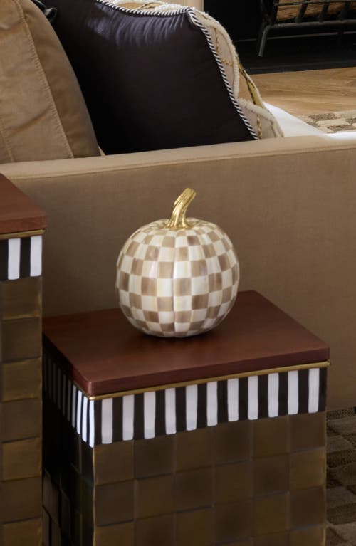 Mackenzie-childs Mackenzie Childs Mocha Check Small Pumpkin In Brown