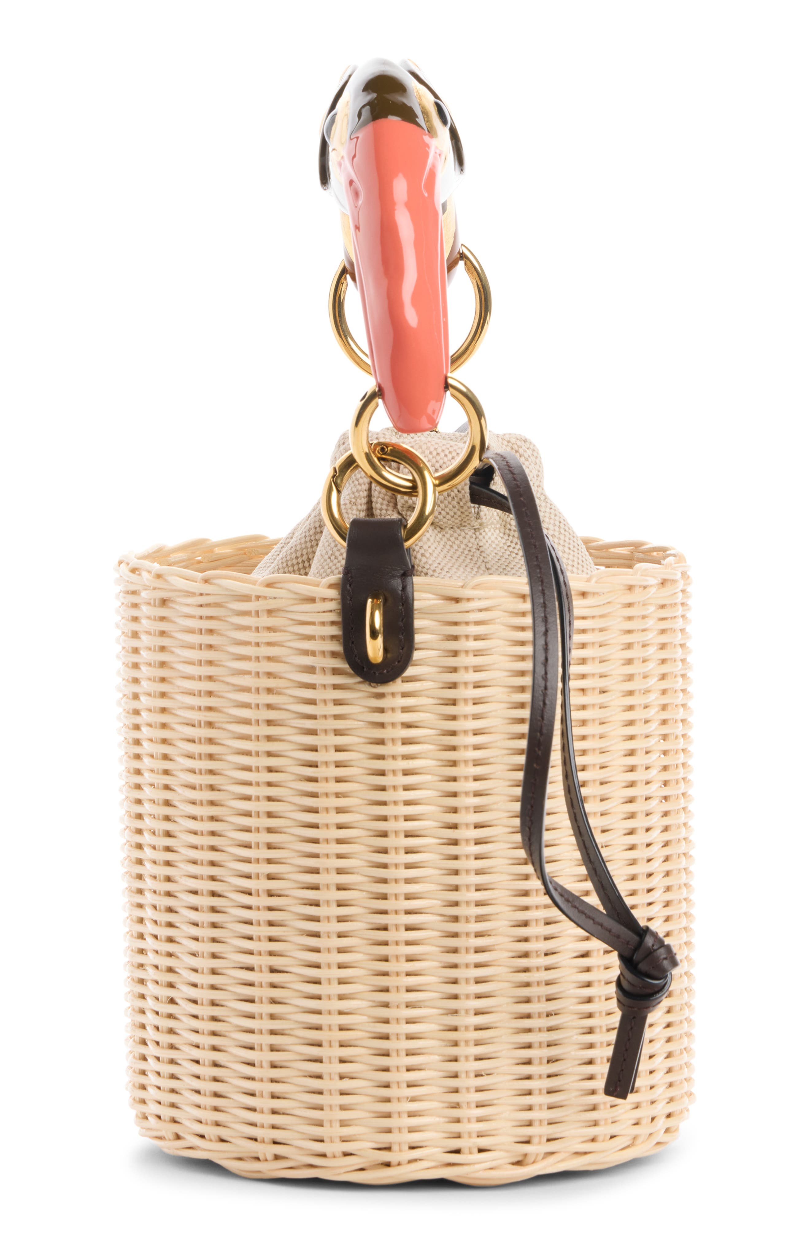 Chloé Tropicus Wicker Bucket Bag, Alternate, color, Hot Sand