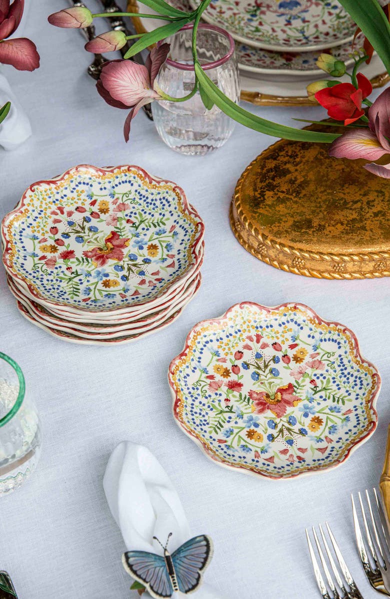 Juliska Sofia Set of 4 Side/Cocktail Plates, Alternate, color, Multi Orange