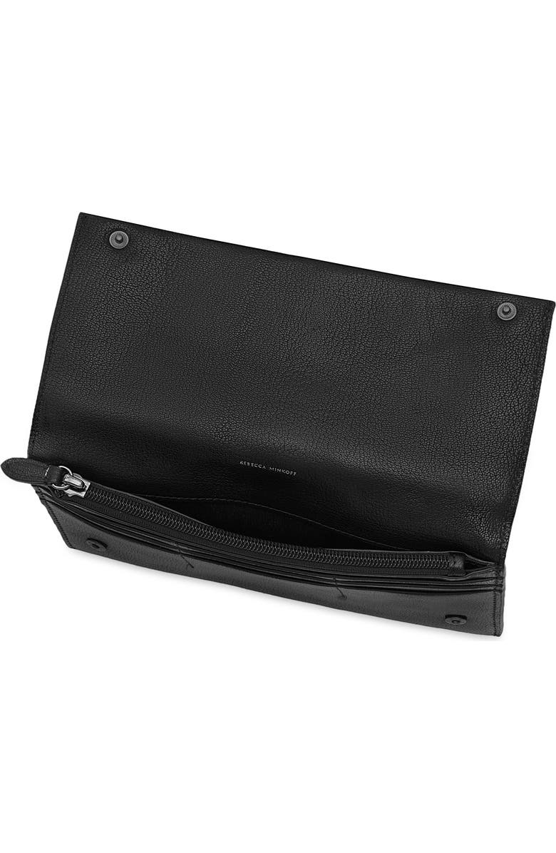 Rebecca Minkoff Bowie Stud Leather Clutch, Alternate, color, Washed Black