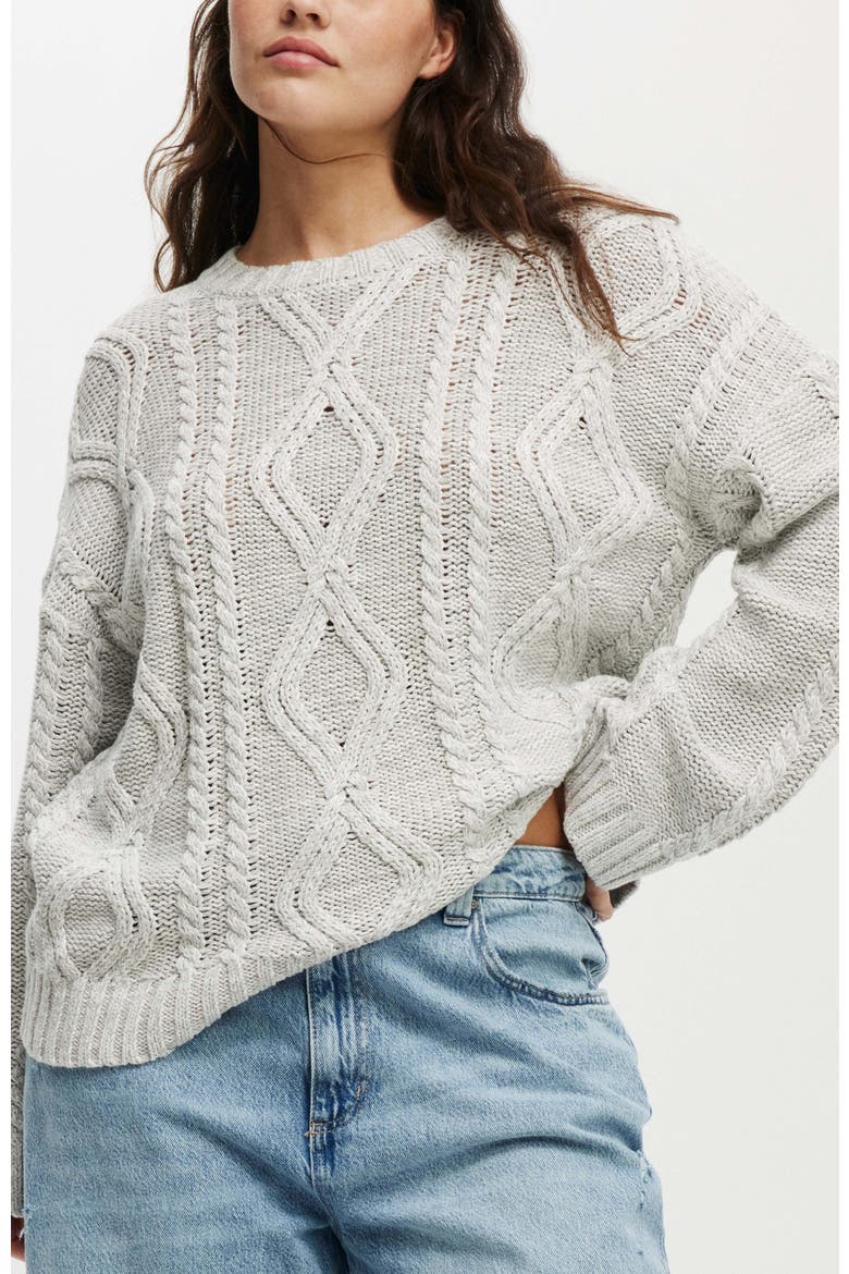 Oversized Cable Sweater, Main, color, GREY MARLE