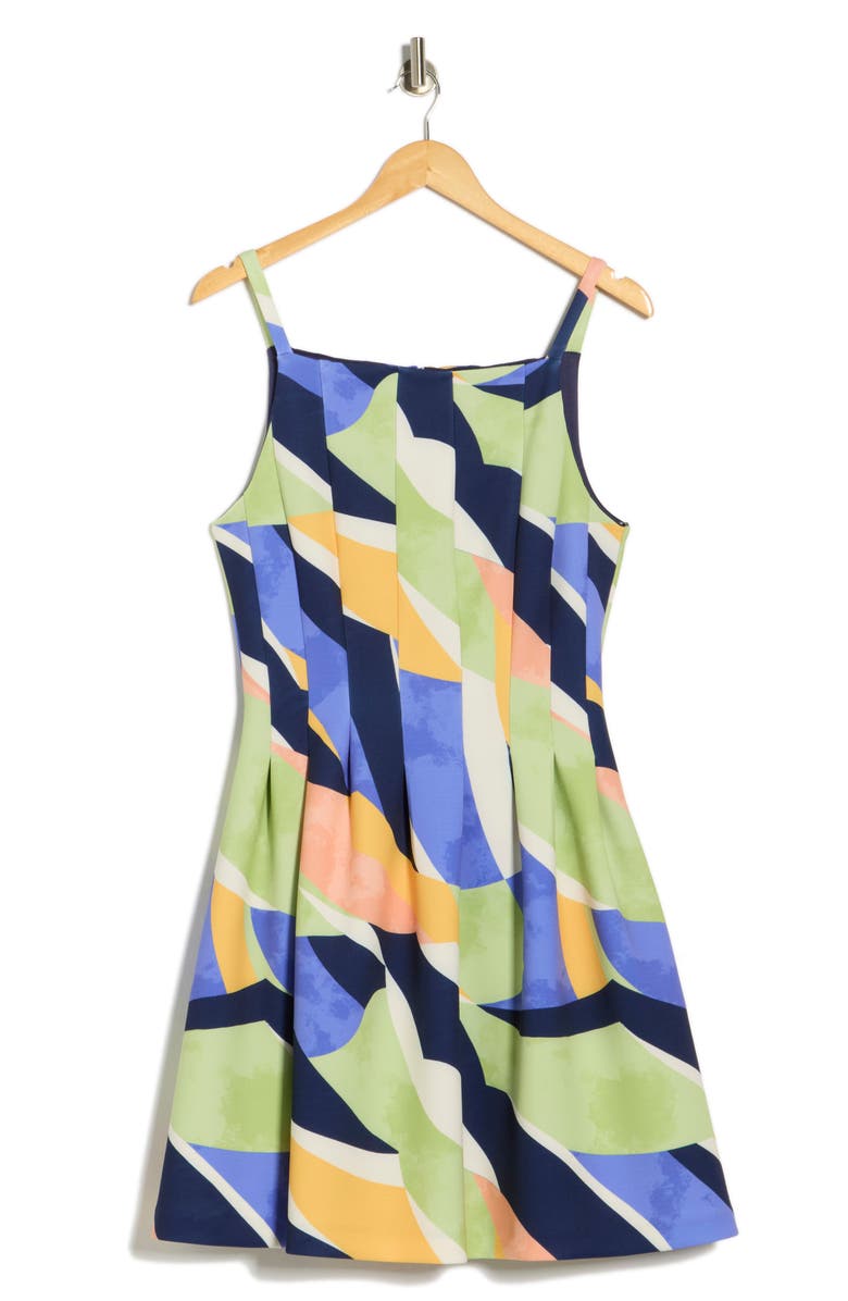 Vince Camuto Scuba Knit Fit & Flare Dress, Alternate, color, Blue Multi