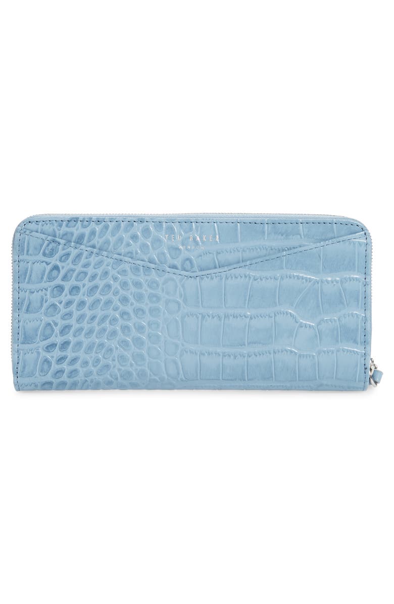 Ted Baker London Stelyys Croc Embossed Leather Zip Wallet, Alternate, color, 