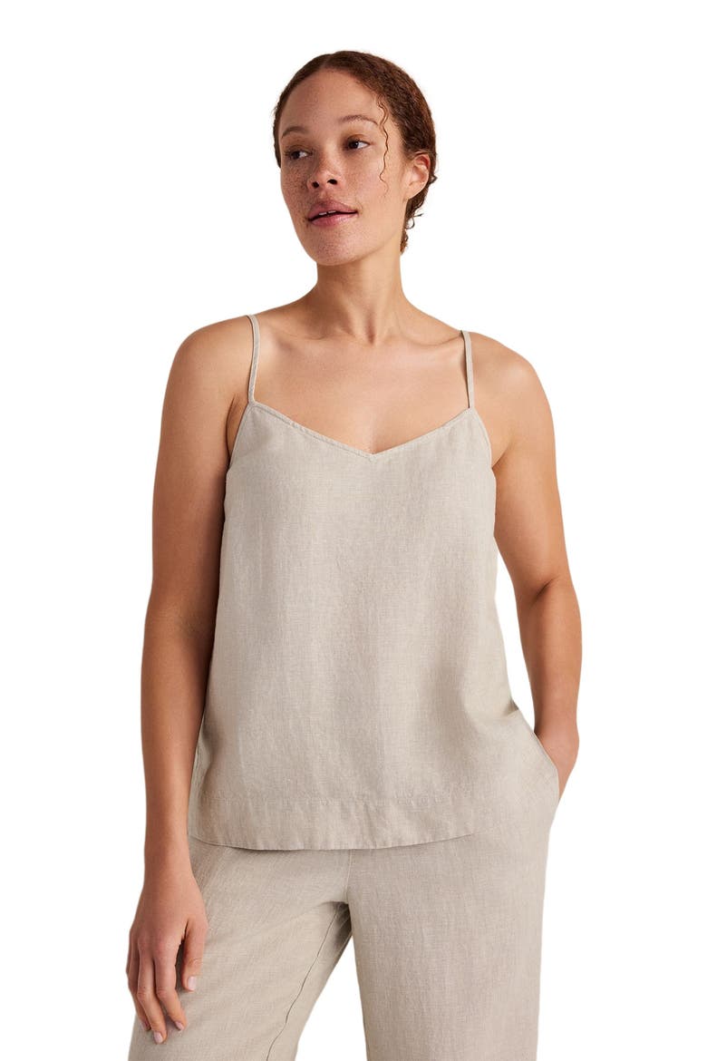 Luxe Linen Cami, Main, color, Oatmeal Cross Dye