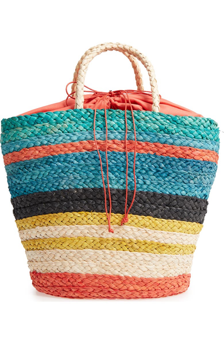 Nordstrom Stripe Woven Cornhusk Tote, Main, color,