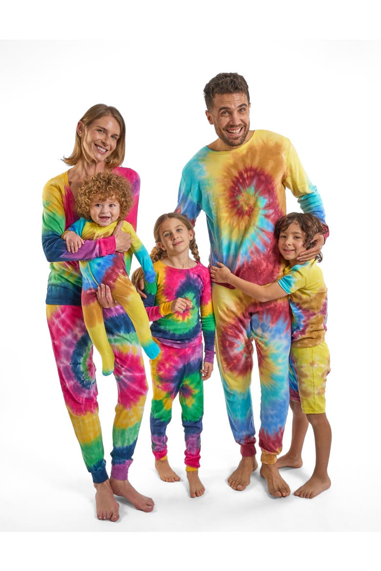 Kids Two-Piece Tie Dye Cotton Matching Family Pajamas, Alternate, color, Tie Dye Swirl Girls