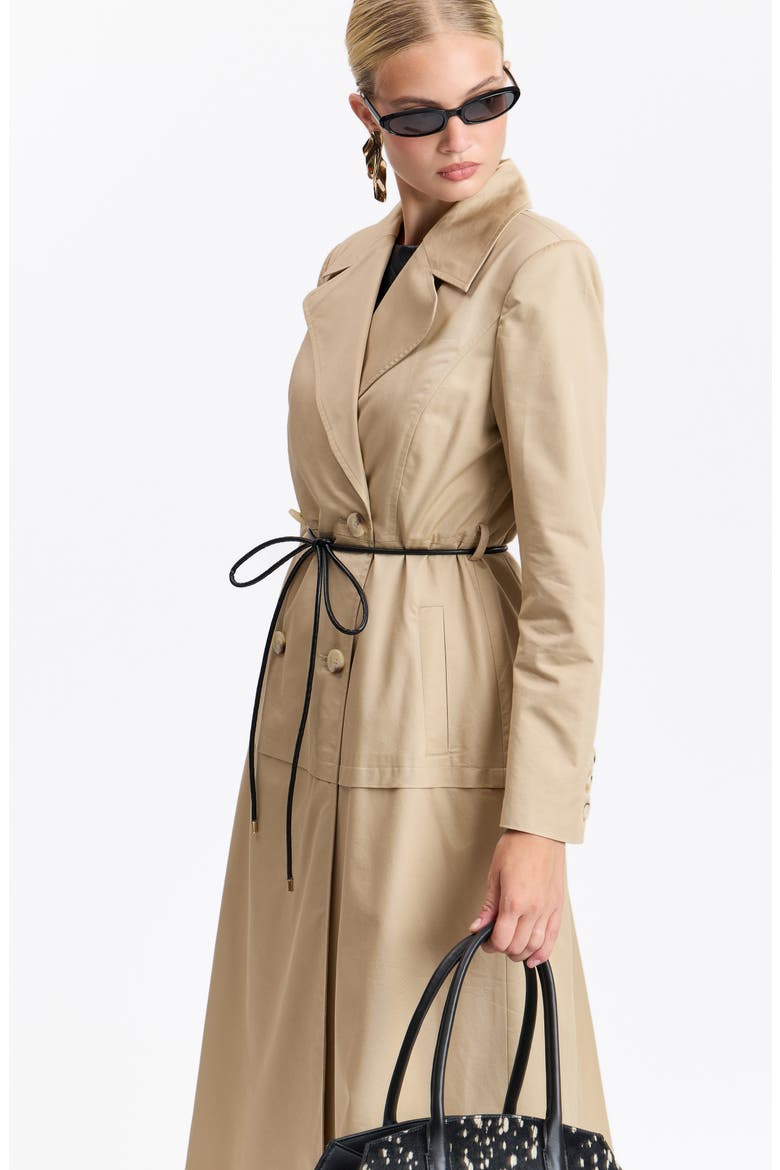 Hourglass Maxi Trench Coat, Alternate, color, BIRCH
