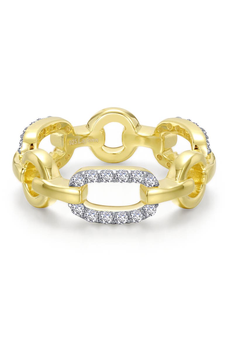 Simulated Diamond Chain Link Ring, Main, color, WHITE/GOLD