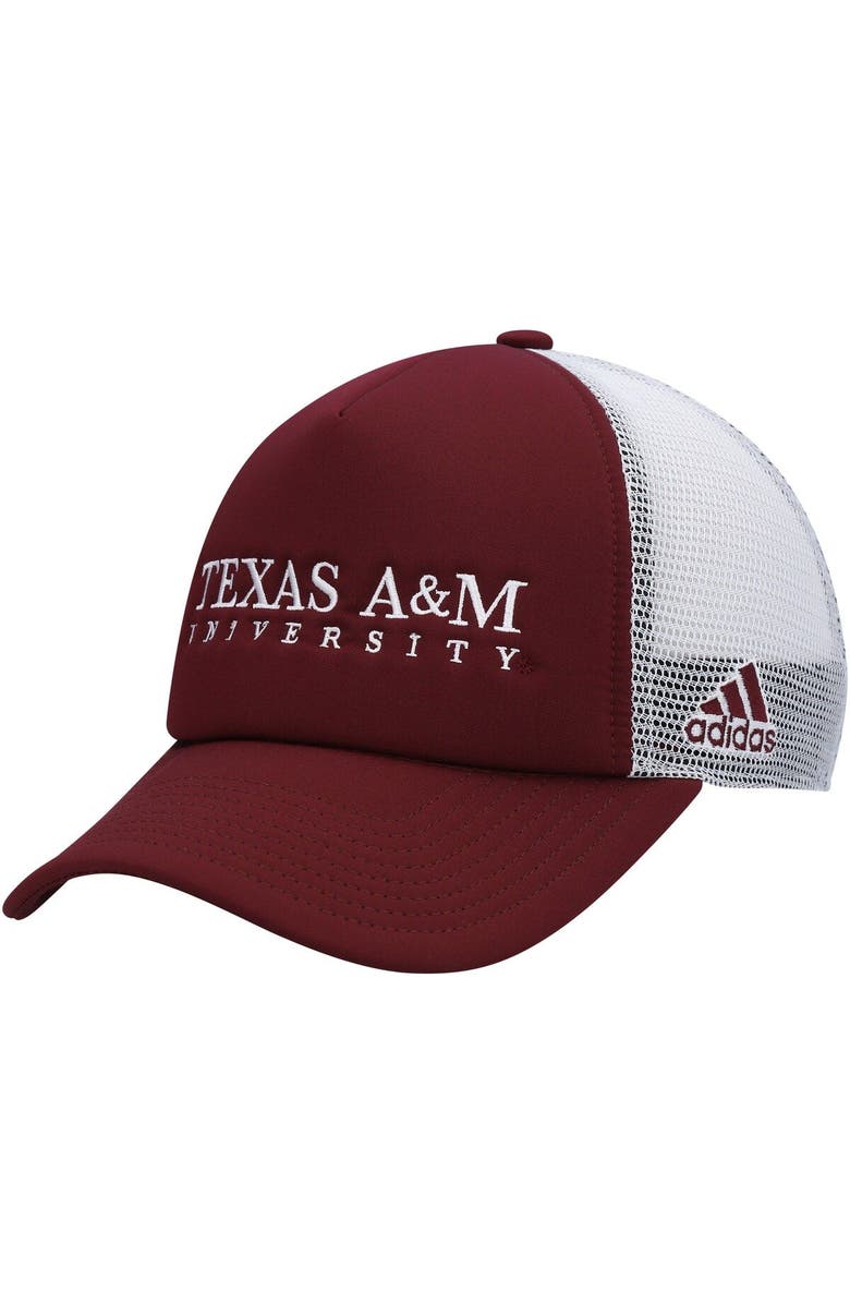 adidas Men's adidas Maroon/White Texas A&M Aggies Foam Trucker Snapback Hat, Main, color, 