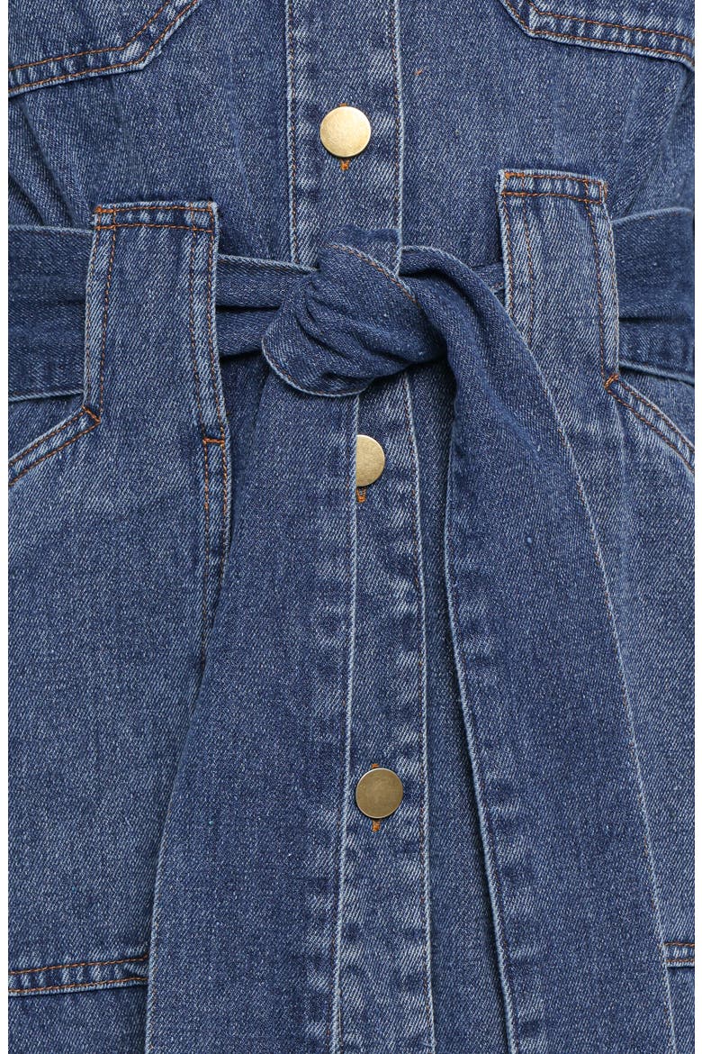 Ballina Tie Waist Long Sleeve Denim Midi Dress, Alternate, color, BLUE DENIM