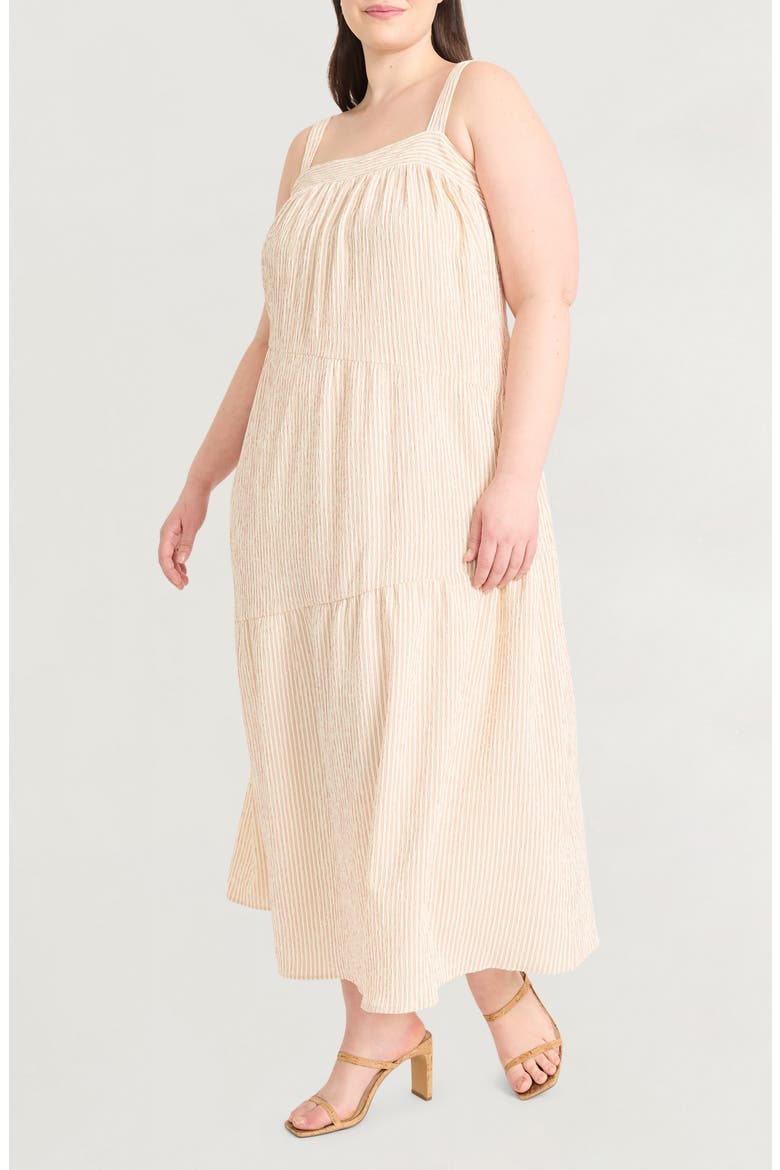 Sleeveless Tiered Maxi Dress, Alternate, color, IVORY/ RED