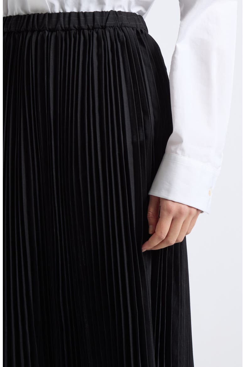 Pinstripe Pleated Midi Skirt, Alternate, color, BLACK/ GREY