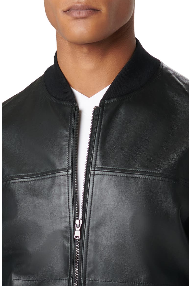 Leather Front Zip-Up Cotton & Cashmere Cardigan, Alternate, color, BLACK