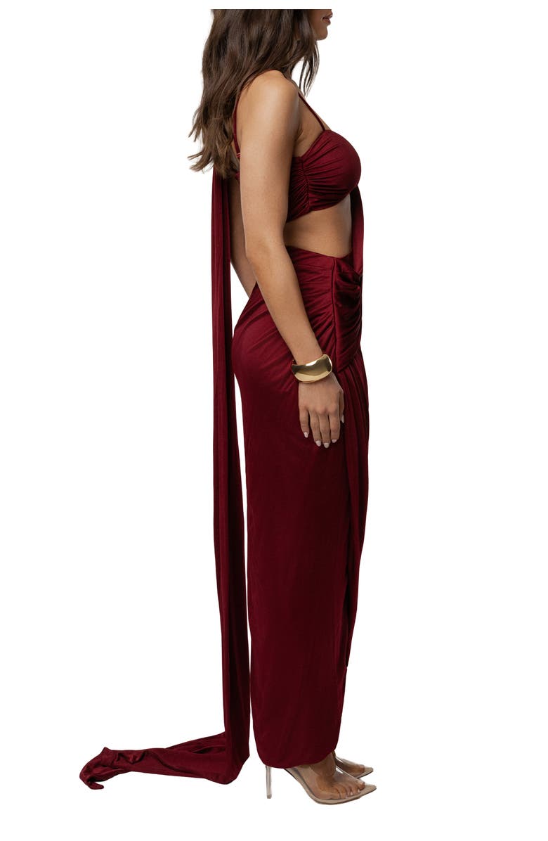 JLUXLABEL Love And Legacy Draped Dress, Alternate, color, Burgundy
