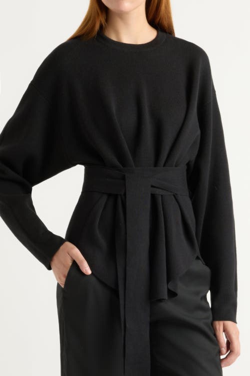 Modern Citizen Nara Tie-front Knit Sweater In Black