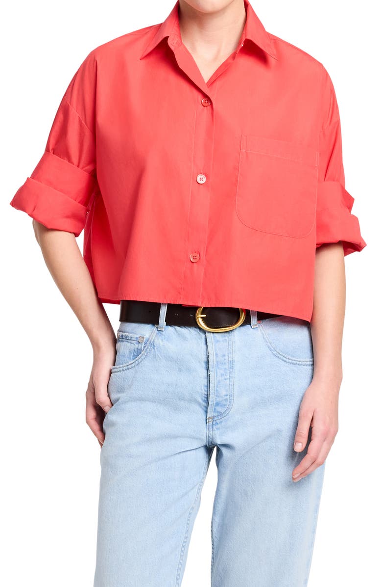TWP Next Crop Button-Up Shirt, Main, color, Tomato